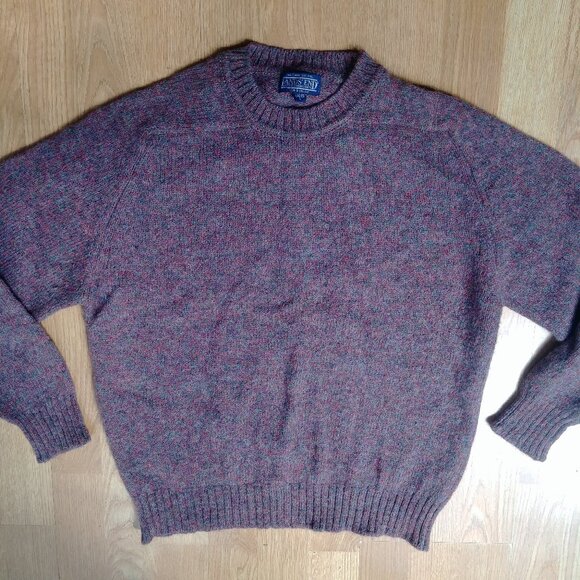 Vintage England Lands End 100% Wool Womens Large Purple Flecked Sweater - Picture 1 of 10